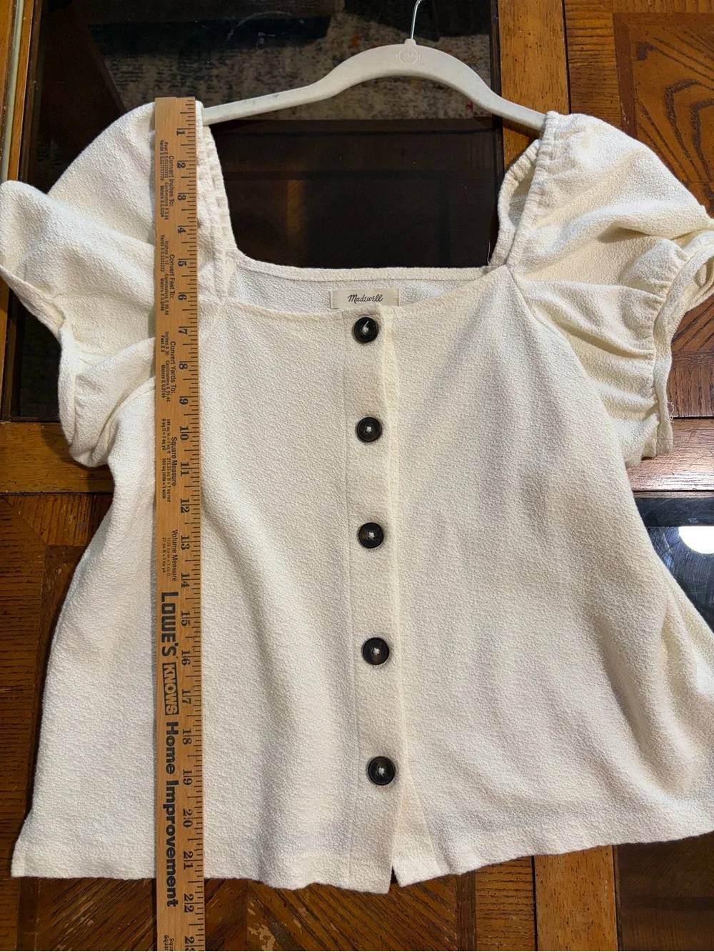 Madewell Cream Puff-Sleeve Button-Front Women's Top